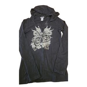 Los Angeles by Bus Stop‎ double sided BLING motorcycle sweatshirt size XL